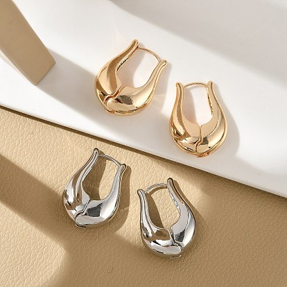 Латунь обруч серьги для женщин, цветок