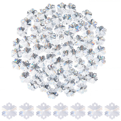 80Pcs Transparent Faceted Glass Connector Charms, Star Flower Octagon