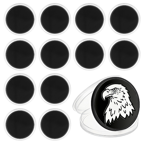 Monedas conmemorativas en blanco de aluminio, con caja de almacenamiento de monedas de plástico, plano y redondo