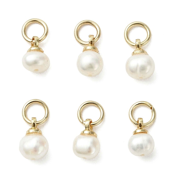 Подвески из натурального пресноводного жемчуга, картофельные подвески с 304 петлями из нержавеющей стали, кремово-белые