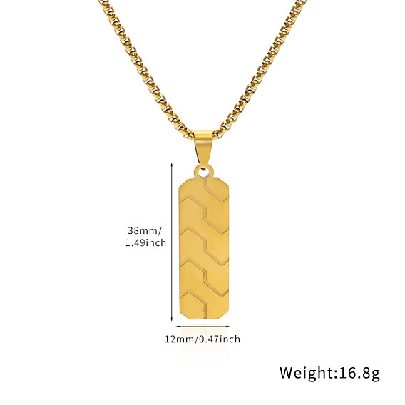 201 Подвеска-колье в виде прямоугольника с рисунком протектора шины из нержавеющей стали для мужчин