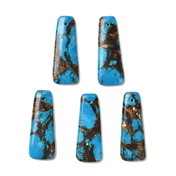 Собранные бронзитовые и синтетические бирюзовые подвески, трапециевидные подвески, окрашенная и подогревом