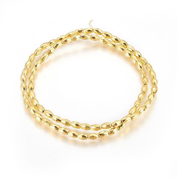 Гальванические немагнитная синтетический гематит бисер пряди, долговечный, граненые, рис форма