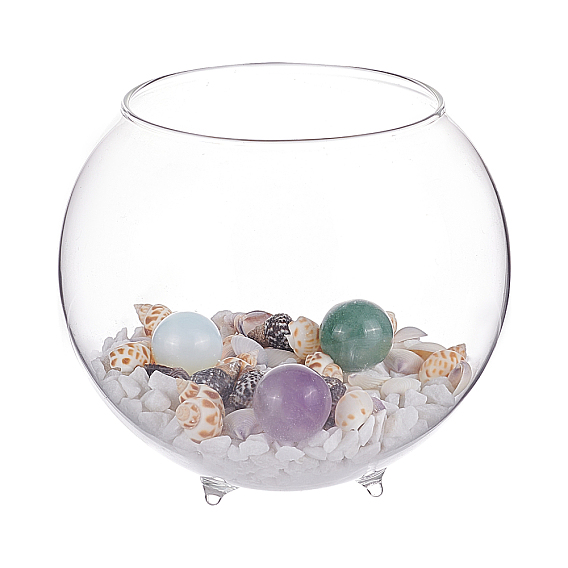 DIY Microlandscape Glass Cylinder Making Kits, Including Glass Fish Bowl, Silica Sands, Shell & Gemstone Beads
