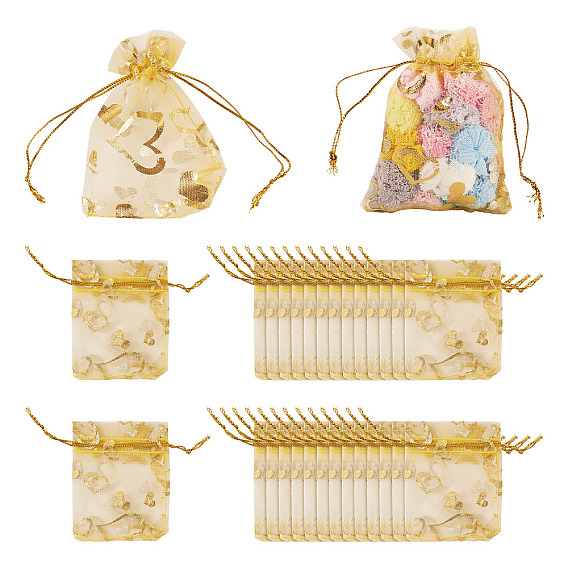 50шт. мешочки из органзы с принтом в виде сердца, мешочки подарка украшения для мешков конфеты, свадьбы пользу сумки, пользу мешок, подарочные пакеты, прямоугольные