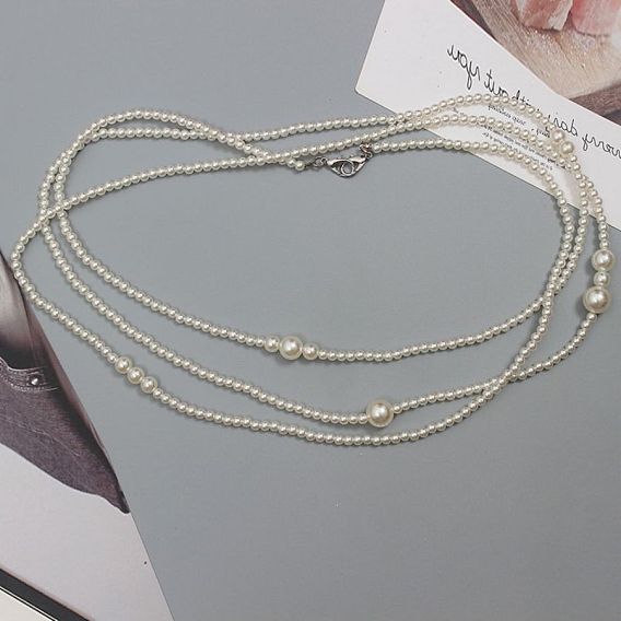 Пластиковые искусственные жемчужины круглые бусины талия живот длинные цепочки для женщин, платина