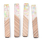 Transparent Resin & White Wood Big Pendants, Rectangle Charms with Paillettes