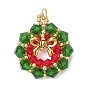 Стеклянные подвески, Рождественский венок с бантом, со стеклянными бусинами и 304 открытыми соединительными кольцами из нержавеющей стали, граненые