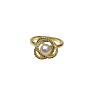 Vintage Geometric Tulip Planet Ring with Zircon Micro-inlay - Minimalist, Elegant, Pearl.