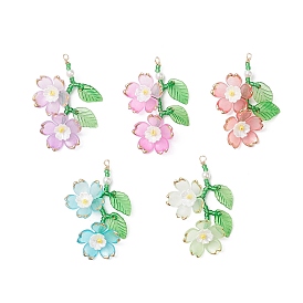 Подвески-цветы из стеклянных бус, с экологически чистой медной проволокой и акрилом