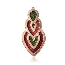 Light Gold Plated Iron Enamel Pendants, Teardrop Big Pendants, 71x34x1mm, Hole: 1mm