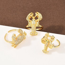 Латунные микро проложить манжеты кольца кубического циркония, золотые