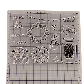 Clear Silicone Stamps, for DIY Scrapbooking, Photo Album Decorative, Cards Making, Stamp Sheets, Reindeer/Stag & Snowman & Snowflake & Wreath