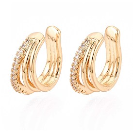 Латунные серьги-манжеты из прозрачного кубического циркония, тройной с-образный