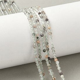 Натуральный зеленый кварц лодолит / садовый кварц / бусы из зеленого фантомного кварца, граненые, круглые