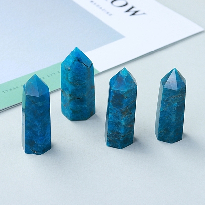 Point Tower Natural Apatite Home Display Decoration, Healing Stone Wands, for Reiki Chakra Meditation Therapy Decors, Hexagon Prism