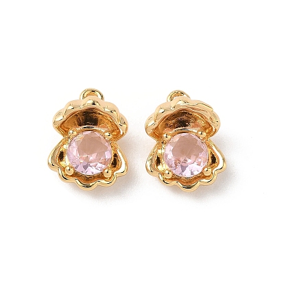 Латунные микро проложить кубического циркония прелести, формы раковины, без никеля 