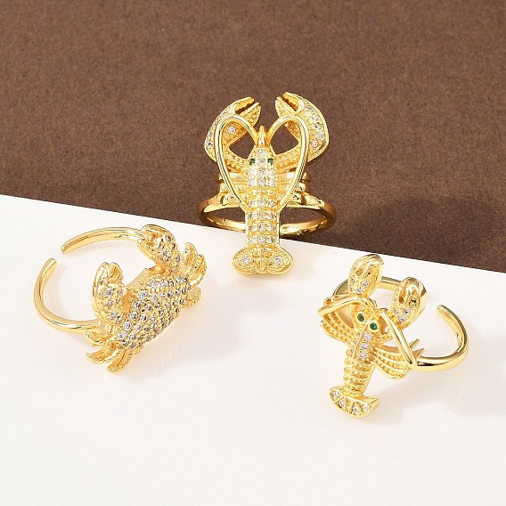 Латунные микро проложить манжеты кольца кубического циркония, золотые