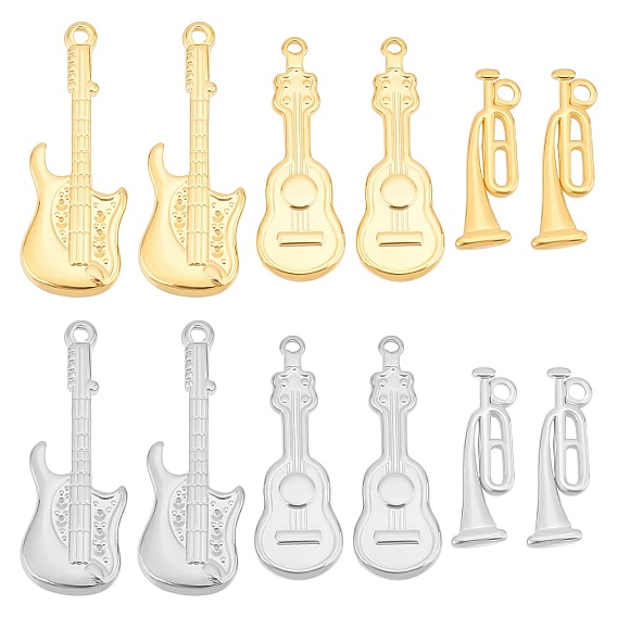 12Pcs 6 Style 304 Stainless Steel Pendants & Cabochons for Enamel, Mixed Shape