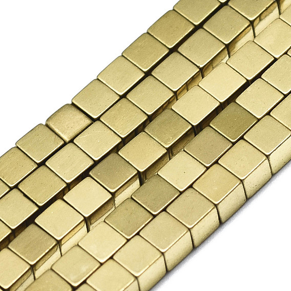 Electroplate Non-magnetic Synthetic Hematite Beads Strands, Cube