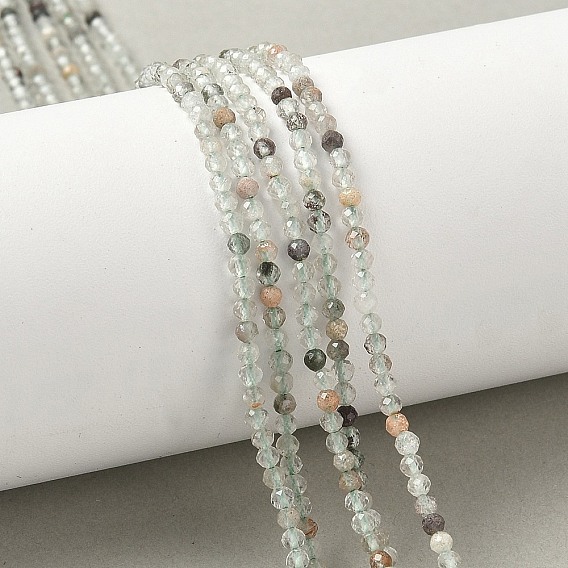 Натуральный зеленый кварц лодолит / садовый кварц / бусы из зеленого фантомного кварца, граненые, круглые