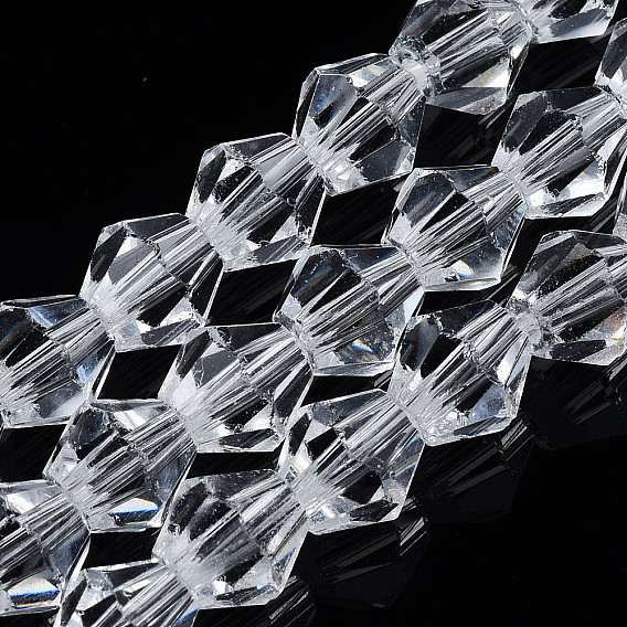 Прозрачные граненые стеклянные бусины нити, двухконусные