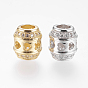 Brass Micro Pave Cubic Zirconia Beads, Barrel with Heart, Hollow