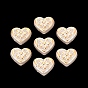 ABS Plastic Imitation Pearl Beads, Golden Metal Enlaced, Heart & Flower