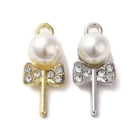Alloy with Rhinestone Pendants, with ABS Imitation Pearl, Lollipop Charms