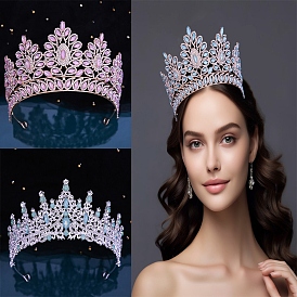 Alloy Rhinestone Crown Hair Bands for Woman Girls, Wedding Party Decoration