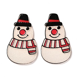 Cabochons acryliques sur le thème de noël, bonhomme de neige