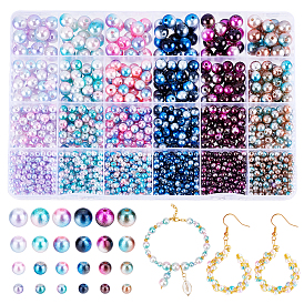 Rainbow ABS Plastic Imitation Pearl Beads, Gradient Mermaid Pearl Beads, Round
