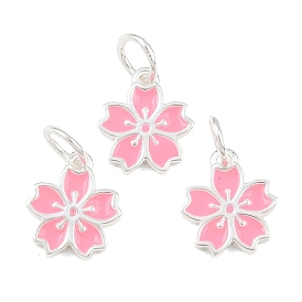 925 подвески-цветы ярко-розового цвета из стерлингового серебра, с прыгающими кольцами и 925 штампом