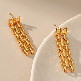 18K Gold Plated Hollow Weave Metal Texture Earrings - European and American Style