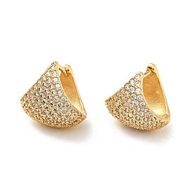 Clear Cubic Zirconia Chunky Hoop Earrings, Rack Plating Brass Jewelry for Women, Cadmium Free & Nickel Free & Lead Free