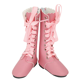 PU Leather Doll Boots, with Platinum Iron Findings and Shoelace, Doll Making Supples