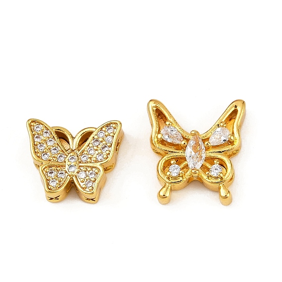Латунные прозрачные бусины из кубического циркония, без кадмия, без никеля и без свинца, бабочка