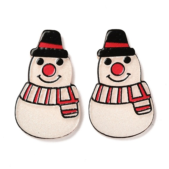 Cabochons acryliques sur le thème de noël, bonhomme de neige
