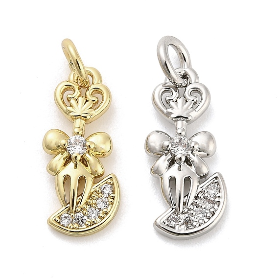 Латунные микро проложить кубического циркония подвески, бантом, долговечный, стойки покрытие, без свинца и без кадмия, ионное покрытие (ip), с целью перехода в кольце