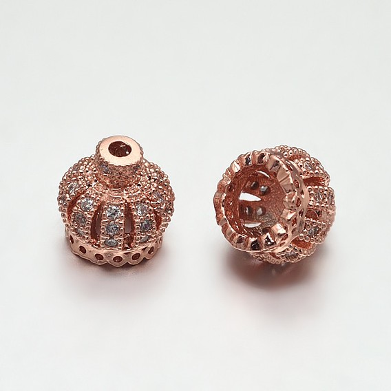 CZ Brass Micro Pave Cubic Zirconia Crown Bead Cones, Lead Free & Cadmium Free