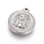 304 Stainless Steel Pendants, Flat Round with Jesus, For Easter