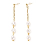 304 Stainless Steel Dangle Stud Earrings, with Nuggets Plastic Imitation Pearl Beads, Curb Chains