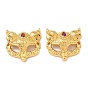 Brass Micro Pave Hot Pink Cubic Zirconia Fox Mask Connector Charms