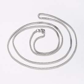 201 Stainless Steel Box Chain Necklaces, with Lobster Claw Clasp