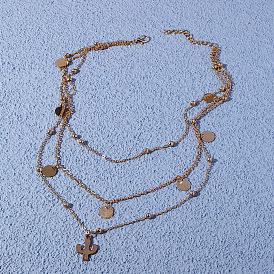 European and American Fashion Multi-layer Metal Pendant Necklace - Unique, Stylish, Trendy.