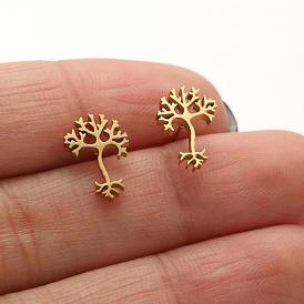 Creative personality tree of life earrings Bohemian style 18K gold color-preserving electroplating jewelry