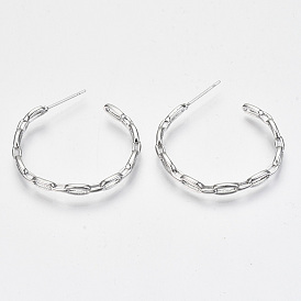 Серьги-кольца из латуни, серьга, без никеля , форма кабельной цепи