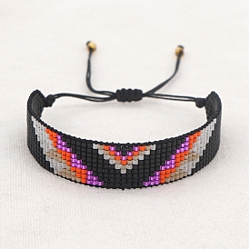 Buchstabe V Muster Miyuki Rocailles Armbänder für Frauen, verstellbare Nylonschnur geflochtenen Perlen Armbänder