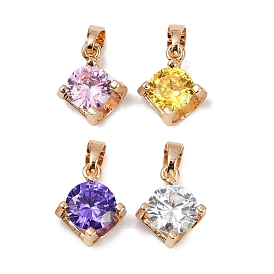 Латунные микро проложить кубического циркония подвески, ромб прелести, долговечный, без свинца и без кадмия