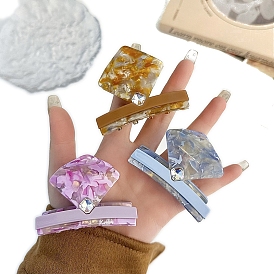 Заколки-клочья из ацетата целлюлозы с кристаллами и стразами, ромб